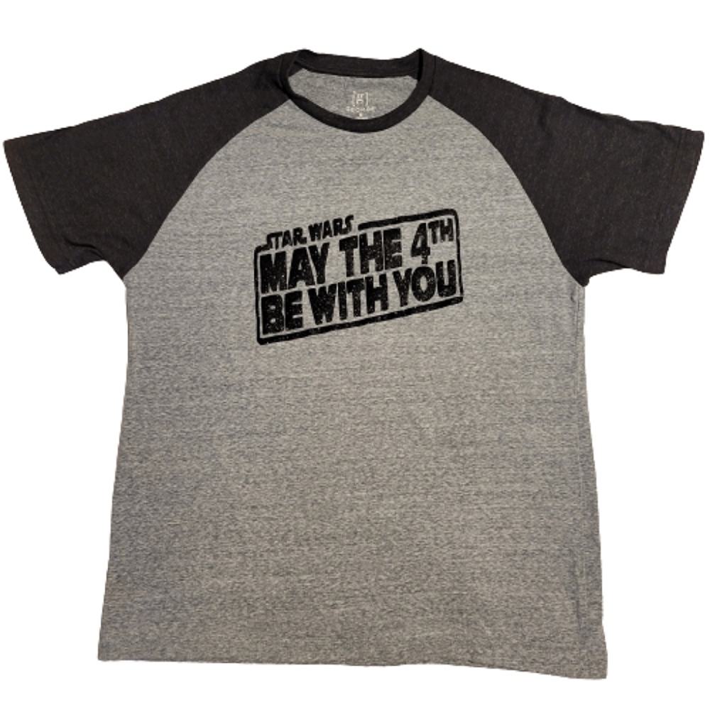 George men's May the 4th be with you gray and black graphic T-shirt size medium